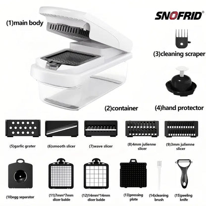 Snofrid 15-in-1 Vegetable Chopper, Multifunction Food Slicer & Dicer
