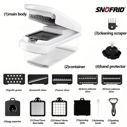 Snofrid 15-in-1 Vegetable Chopper, Multifunction Food Slicer & Dicer
