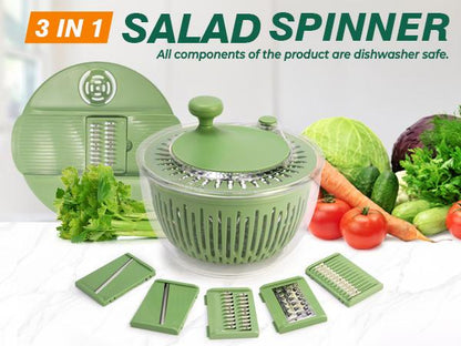 PUKOMC 5-in-1 Large Salad Spinner, Vegetable Washer & Food Prep Bowl