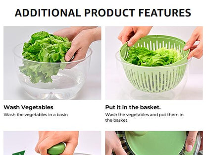 PUKOMC 5-in-1 Large Salad Spinner, Vegetable Washer & Food Prep Bowl