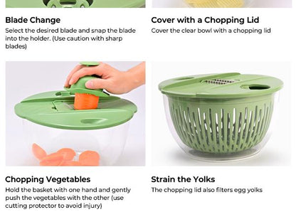 PUKOMC 5-in-1 Large Salad Spinner, Vegetable Washer & Food Prep Bowl